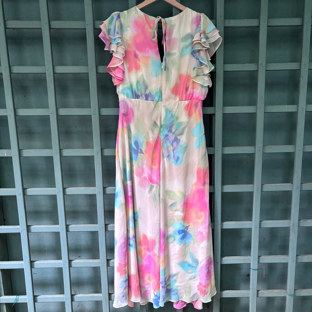 Taylor Watercolor Floral Flutter Sleeve Maxi Dress Size 14- Cottagecore - Picture 5 of 8